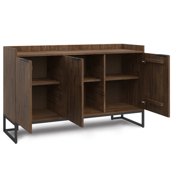 WYNDENHALL Bolton SOLID ACACIA WOOD and Metal 54inch Wide Modern Industrial Sideboard Buffet in Rustic Natural Aged Brown