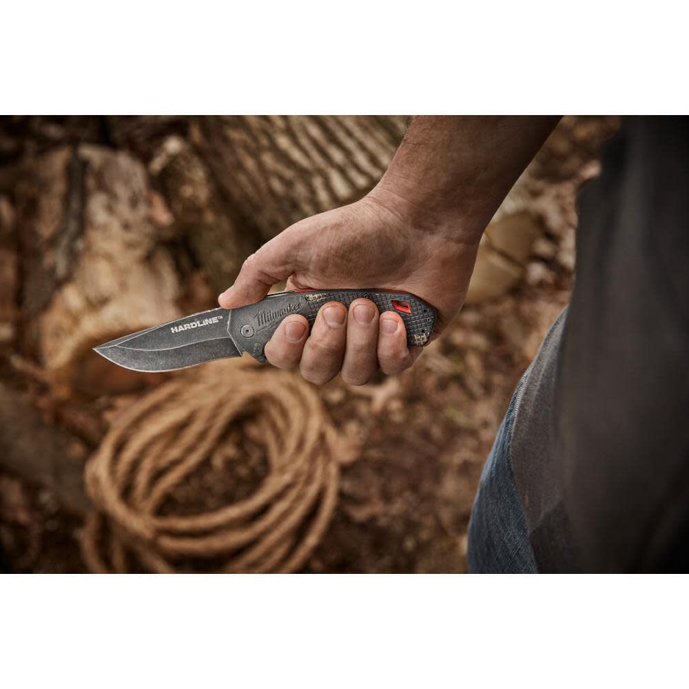 Milwaukee 3.5 in. HARDLINE Smooth Recurve Drop Point Blade Pocket Knife 48-22-1999 from Milwaukee