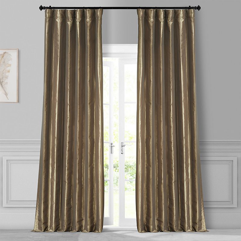 EFF 1-Panel Solid Faux-Silk Taffeta Window Curtain