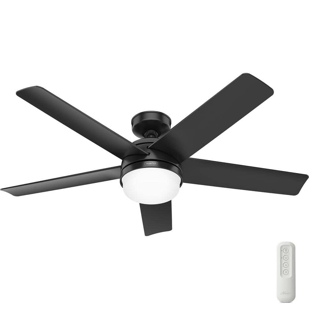 Hunter Yuma 52 in IndoorOutdoor Matte Black Ceiling Fan with Remote and Light Kit