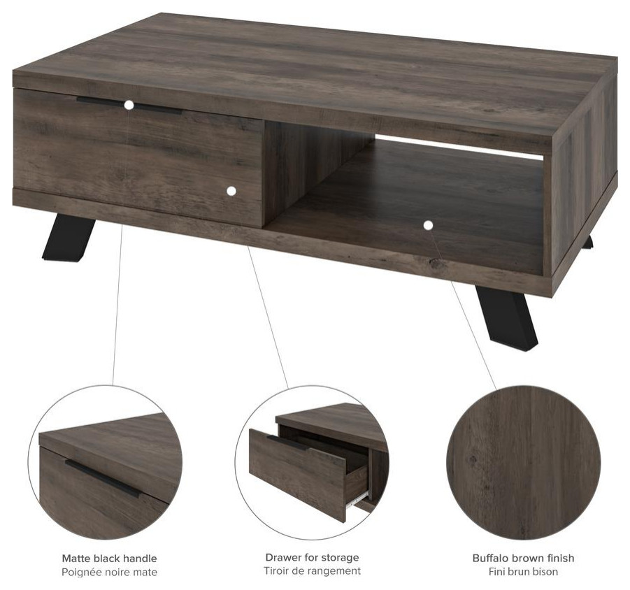 Bestar Auva 48W Coffee Table  buffalo brown   Industrial   Coffee Tables   by BisonOffice  Houzz