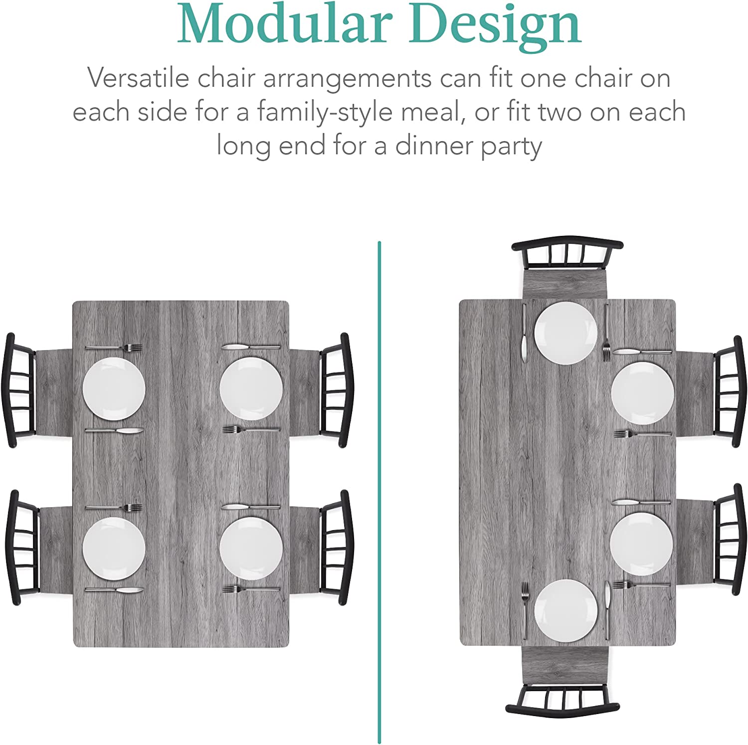 Best Choice Products 5-Piece Metal and Wood Indoor Modern Rectangular Dining Table Furniture Set for Kitchen， Dining Room， Dinette， Breakfast Nook w/ 4 Chairs - Gray