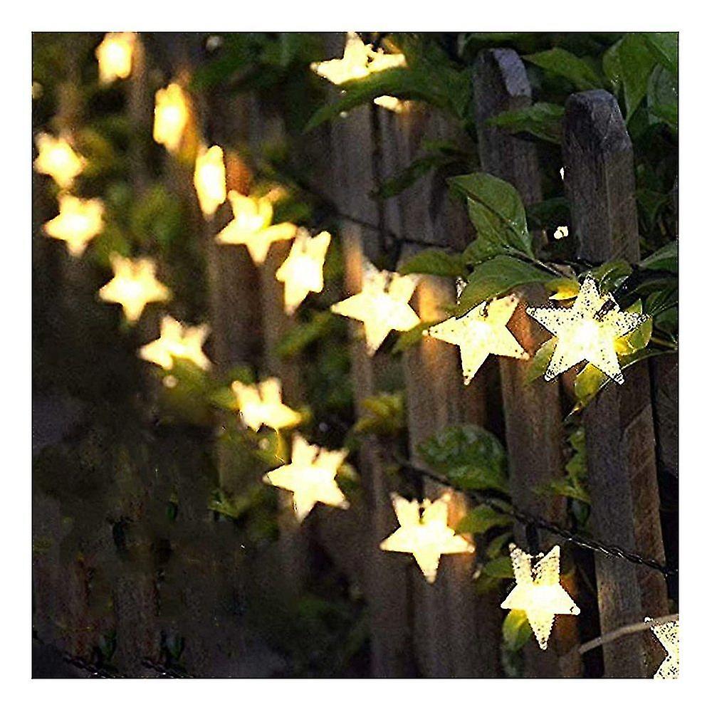 Outdoor Solar String Lights， 7m Solar String Lights， Outdoor Weatherproof 8 Modes， Solar String Lights， Star Garden (warm White)