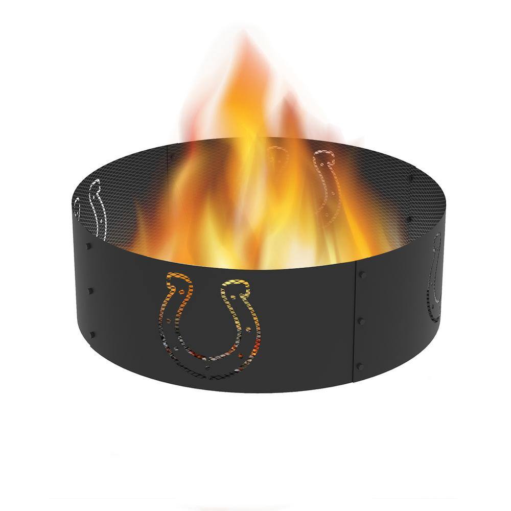 BLUE SKY OUTDOOR LIVING Decorative NFL 36 in. x 12 in. Round Steel Wood Fire Pit Ring - Indianapolis Colts FR361208-COLTS