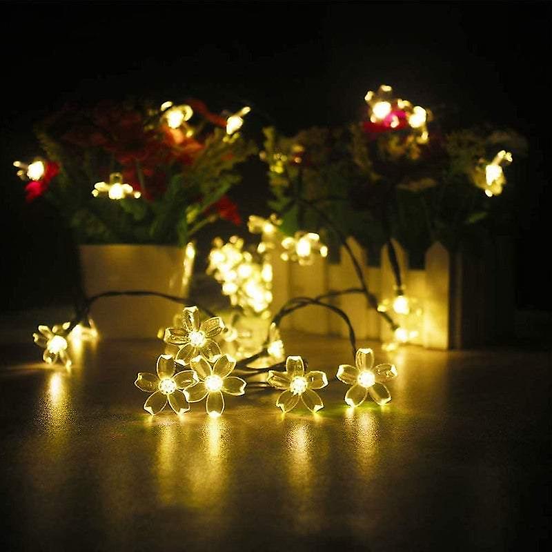 Outdoor String Lights 9.5M 50 Led Cherry Blossom Flower Solar Garden Decorations