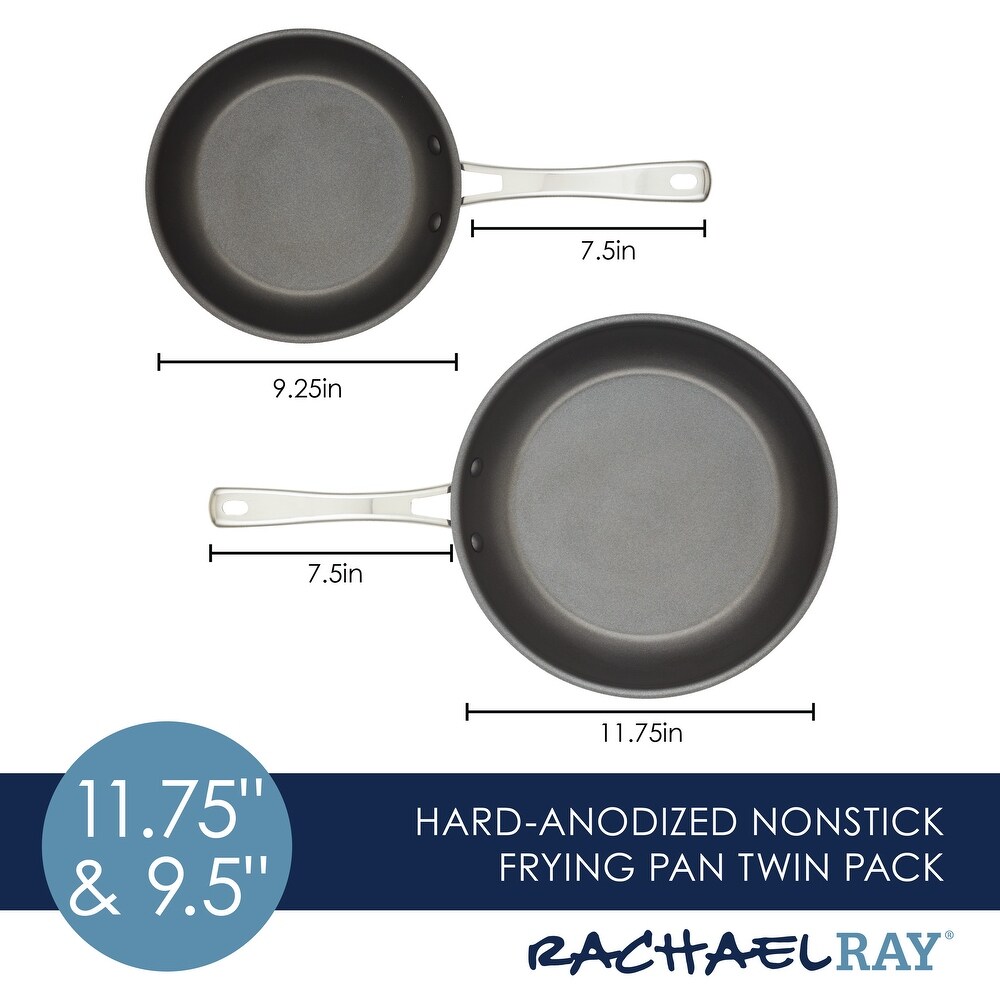 Rachael Ray Cook + Create Hard Anodized Nonstick Frying Pan Set  2 Piece  Black