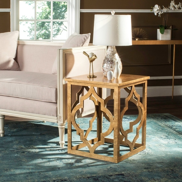 SAFAVIEH Milo Trellis Gold Leaf End Table - 18.8