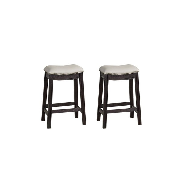 Grey PU Upholstery Bar Stool， Set of 2