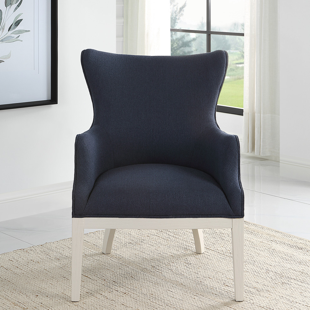 Gordonston Blue Fabric Accent Chair   Transitional   Armchairs And Accent Chairs   by Ownax  Houzz