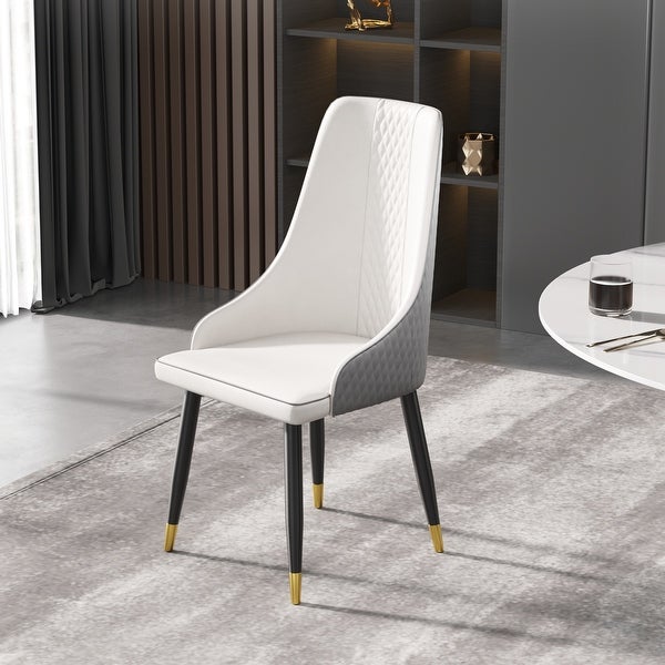 2pcs Dining Chair PU Leather Metal Leg