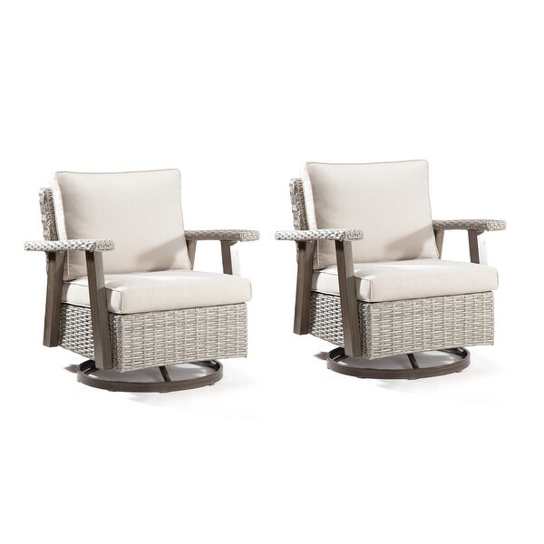 Cozywor Wicker Patio Outdoor Swivel Rocking Chair (Set of 2)