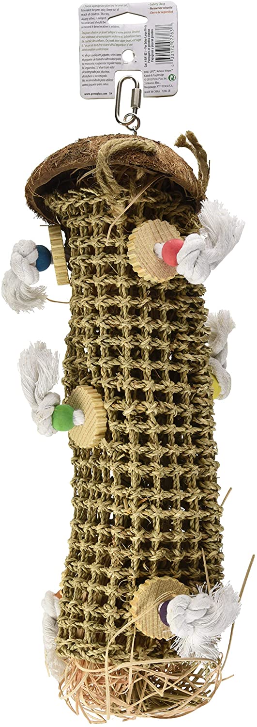 Penn-Plax， Bird Life， Natural Weave Kabob Bird Toy， 24’’H