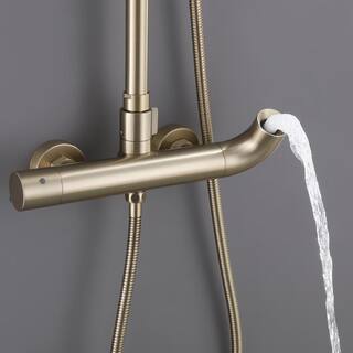 Tomfaucet 3-Spray Tub and Shower Faucet with Hand Shower in Brushed Gold (Valve Included) TFK0153BG