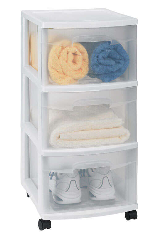 Sterilite 5.4 cu ft Clear/White Drawer Organizer 25-5/8 in. H X 12-5/8 in. W X 14-1/2 in. D Stackabl