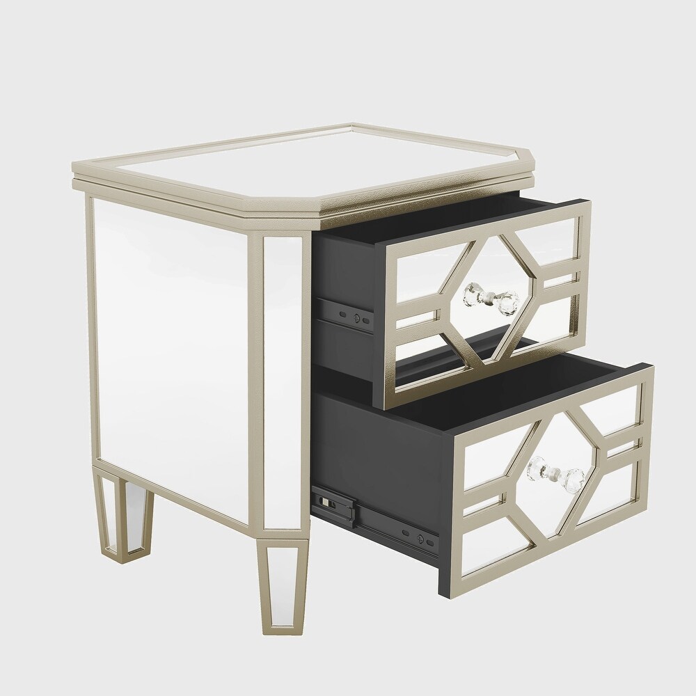 Mirrored 2 Drawer Nightstand