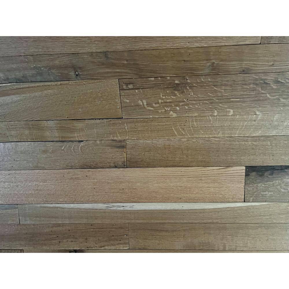 Vintage Timber 38 in T. x 4 ft. Random Width 3 in. - 5 in. W. 10.59 sq. ft. Quartersawn Oak Barnwood Ceiling and Wall Planks 2104