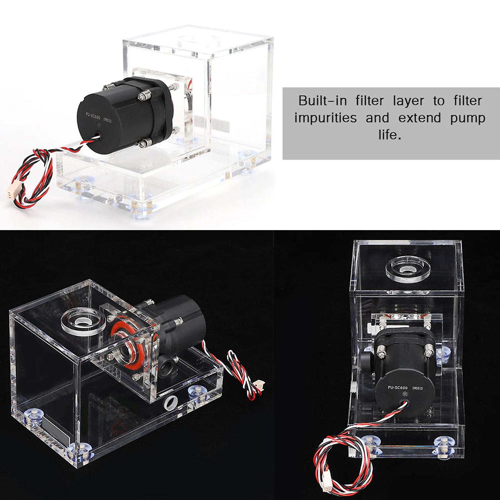 Full Transparent Integrated 600ml Pc Cooled Water Pump Acrylic Water Cooling Tank 600l/h