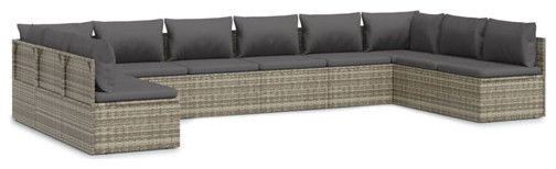 vidaXL Patio Furniture Set 10 Piece Patio Set with Cushions Gray Poly Rattan   Tropical   Outdoor Sofas   by vidaXL LLC  Houzz