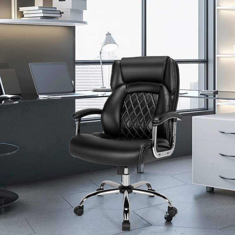 500 LBS Big & Tall Office Chair, Extra Wide Seat Leather Executive Chair, Height Adjustable Swivel Computer Desk Chair