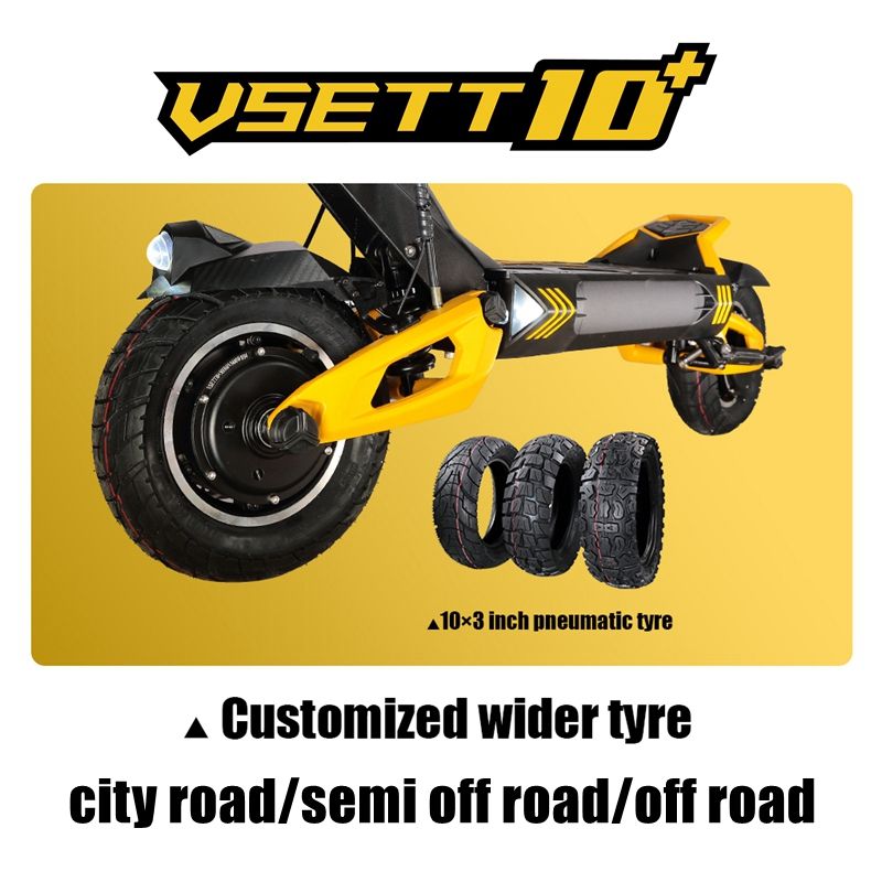 TUOVT 10 Inch Widened City Road Pneumatic Tire for VSETT 10+ ZERO 10X DUALTRON Kaabo Inokim OXO Electric Scooter Urban 80/65 6