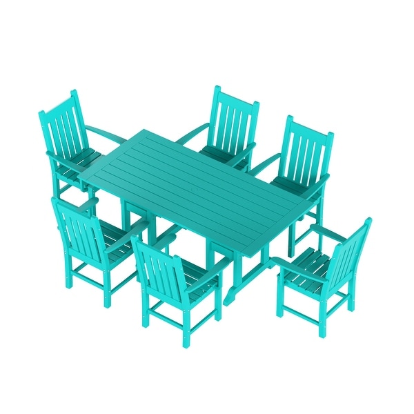 Polytrends Laguna Hdpe All Weather Outdoor Patio Dining Set with Rectangle Table，Arm Chairs (7Piece Set)