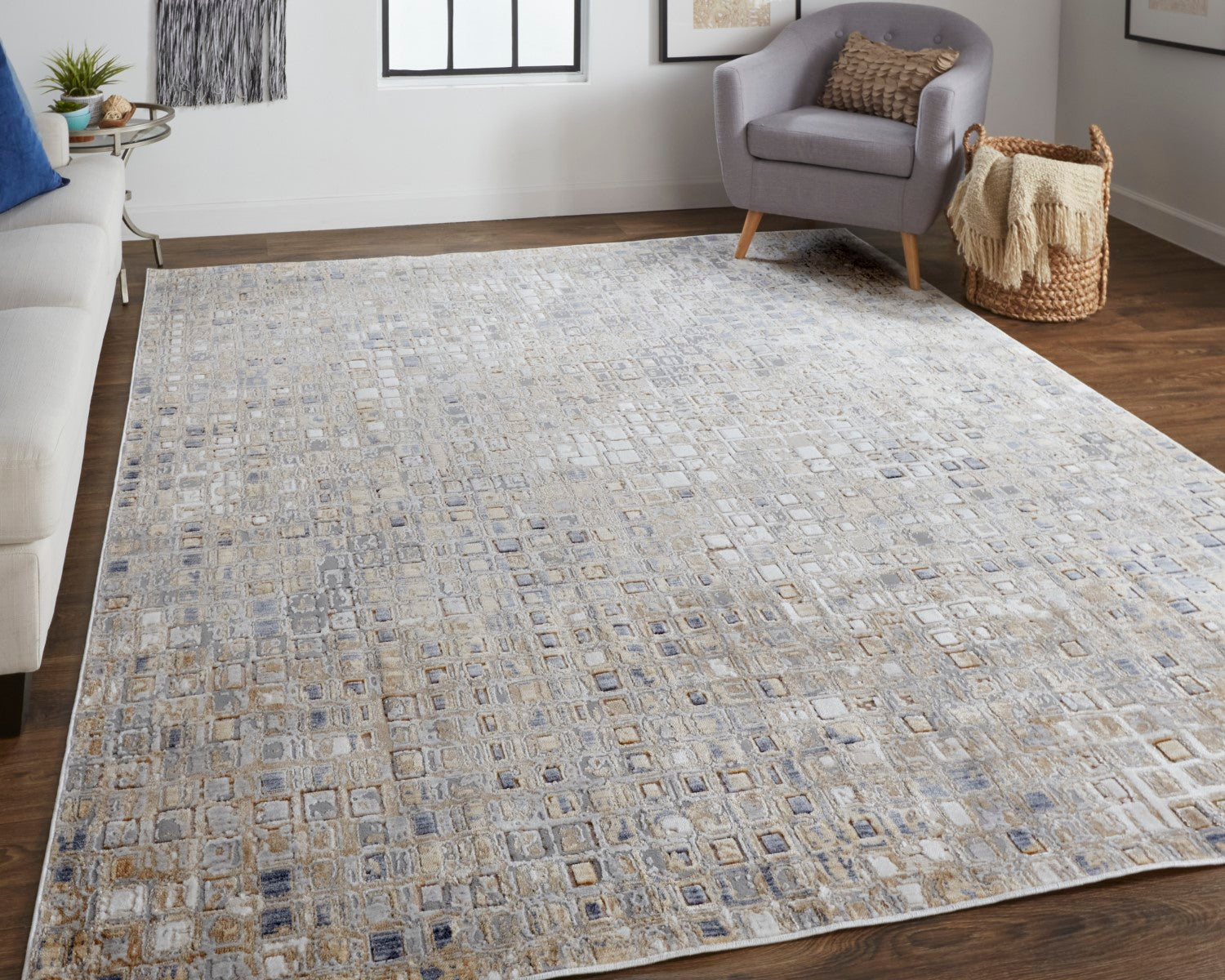 Corben Mosaic Silver Gray/Brown Rug