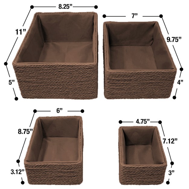 Sorbus Woven Storage Basket 4 piece Set