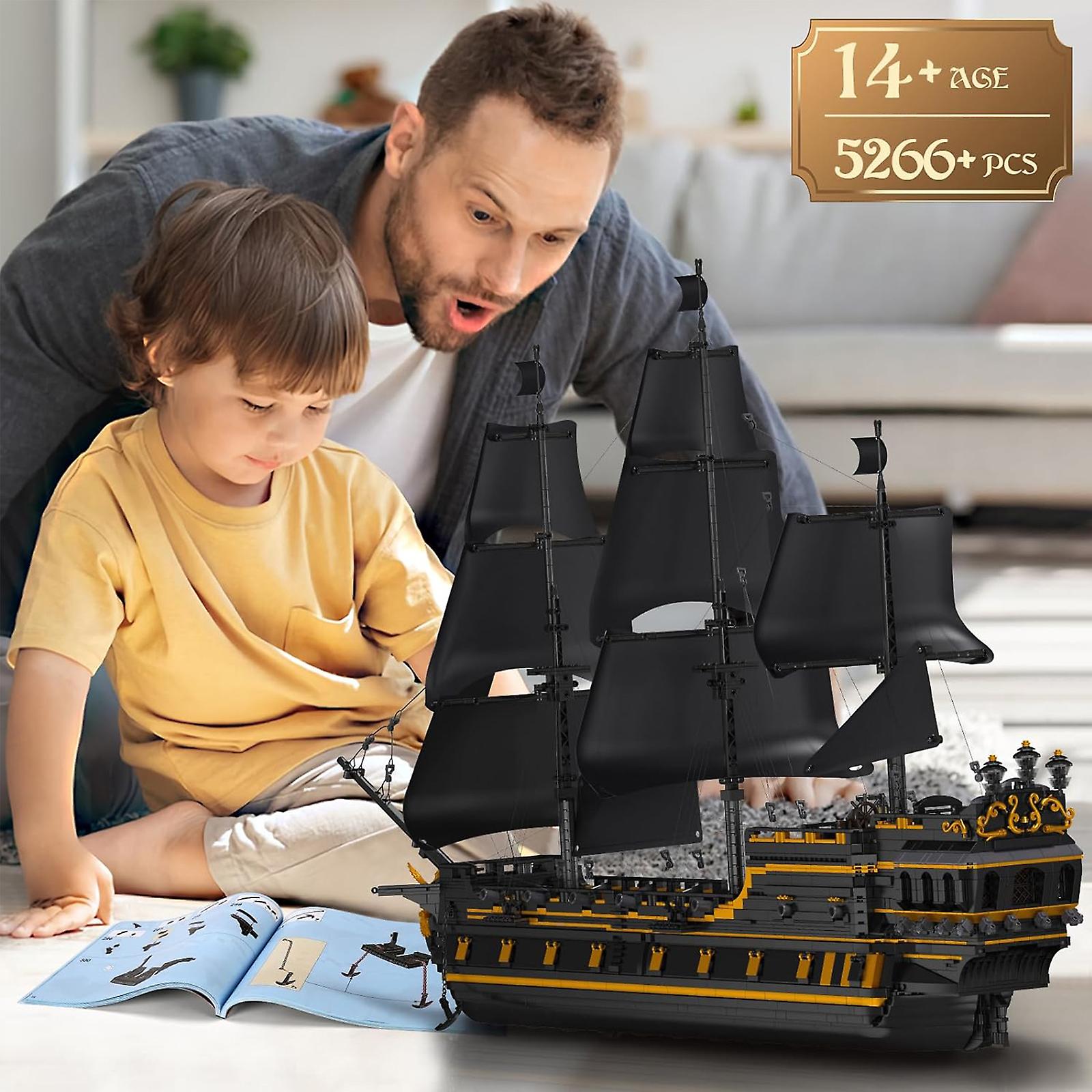 Pirates Ship Model Building Blocks Kits， Moc Large Black Pearl Ship Sailboat Model Construction Set To Build， Gift For Kids Age 8+/adults Collections