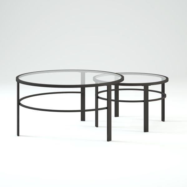 Gaia Round Nested Coffee Table in Blackened Bronze