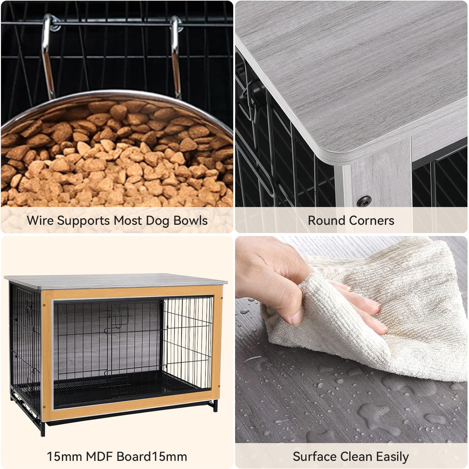 Dog Crate Furniture 29-inch Side End Table, Dog Cage with Pull-Out Removable Tray for Small Pets