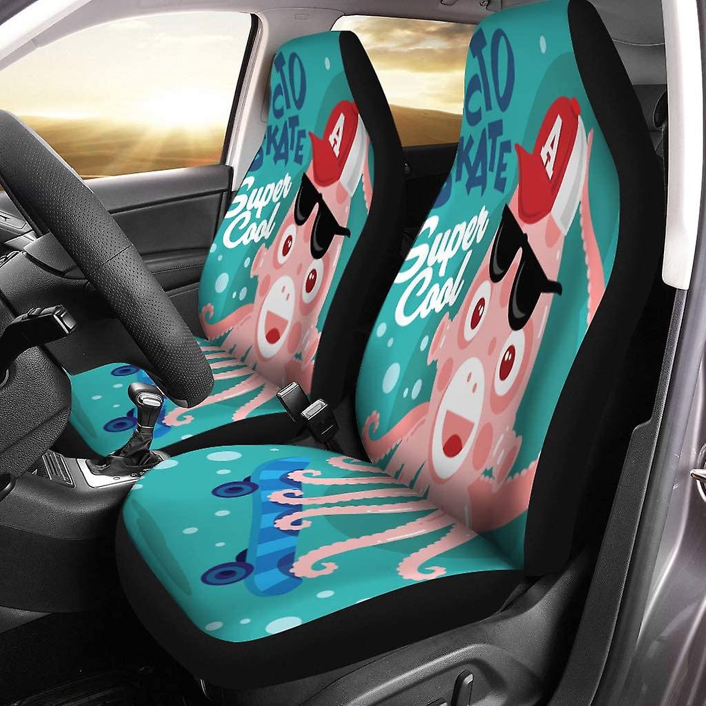 Set Of 2 Car Seat Covers Super Cool Octopus Universal Auto Front Seats Protector Fits For Car，suv Sedan，truck