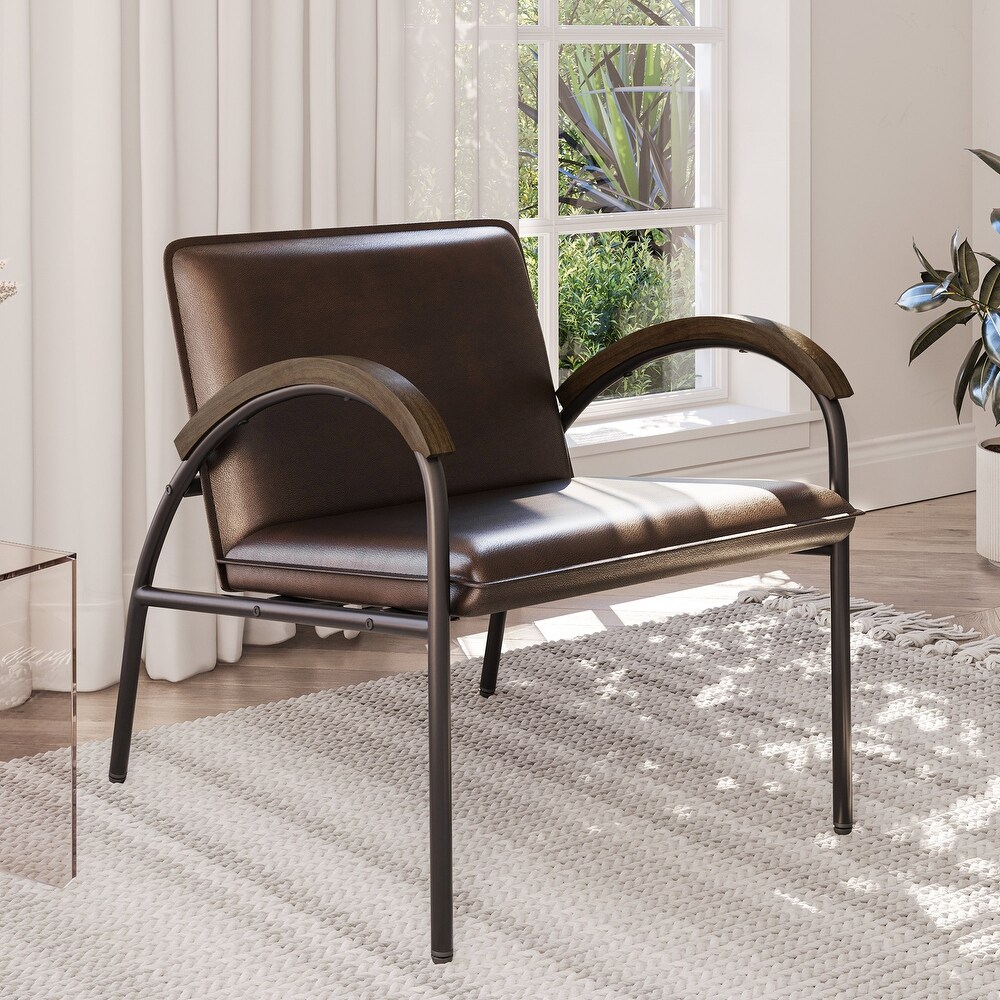 BELLEZE Apex Faux Leather Accent Chair w/ Unique Curved Design