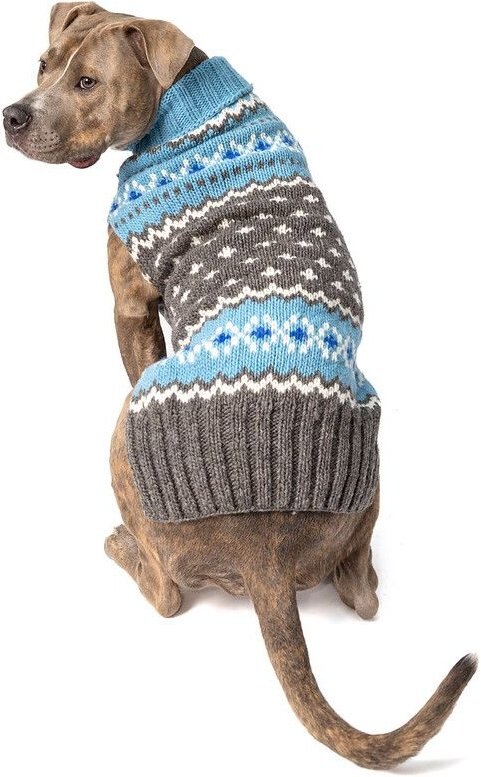 Chilly Dog Fairisle Wool Dog Sweater， Blue