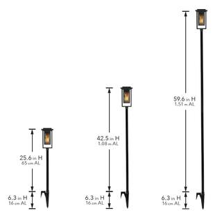 Hampton Bay Ambrose Solar 6 Lumens Matte Black Integrated LED Modern Flicker Flame Torch Path Light (2-Pack) Weather Resistant 93331