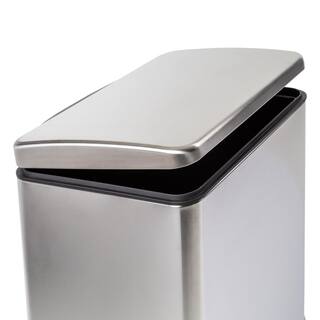 Honey-Can-Do 15.3 Gal. Silver Stainless Steel Wide Step Trash Can with Lid TRS-09336