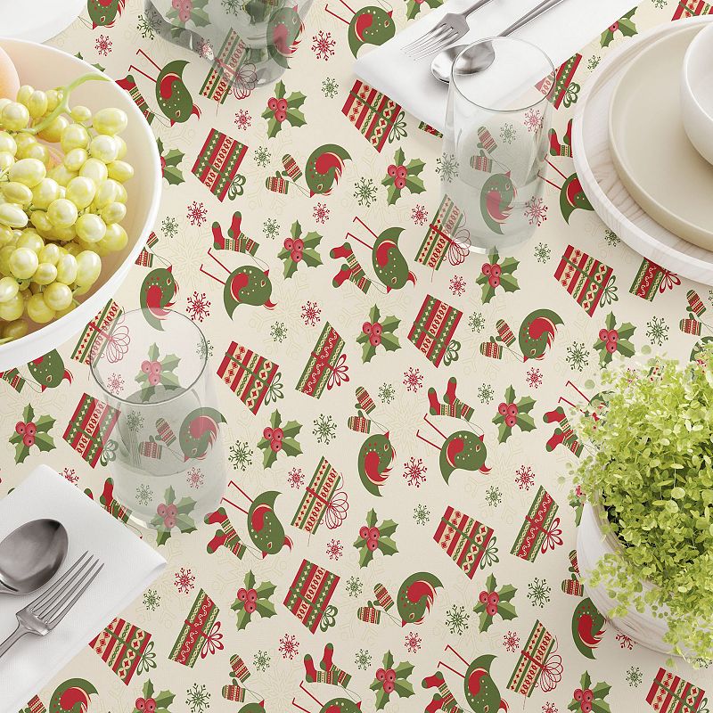 Square Tablecloth， 100% Cotton， 52x52， Christmas Celebration