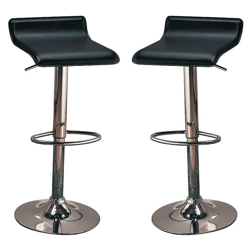 Contemporary Backless Seat Bar Stool， Black ，Set of 2