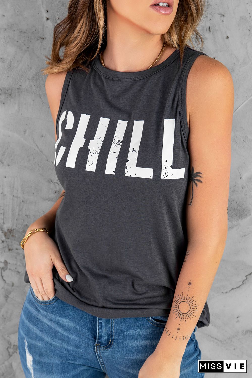 CHILL Graphic Print Tank Top