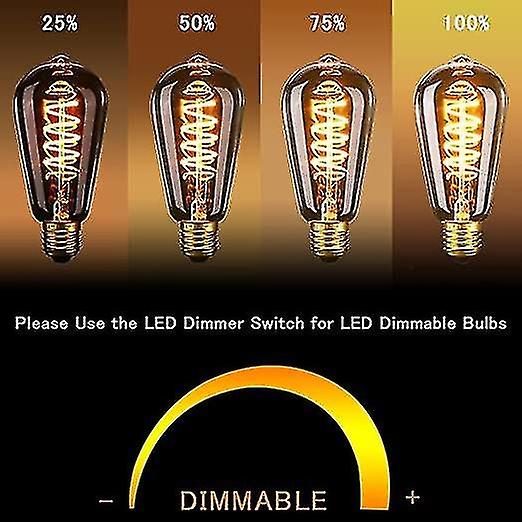 Vintage Light Bulb Dimmable Spiral Flexible Led ment Bulbs， No Flicker Retro E27 Screw Bulb -2 P