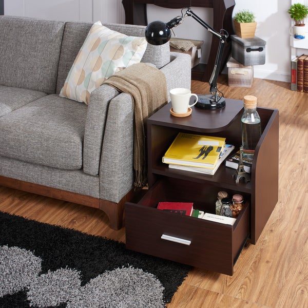 Furniture of America Sove Modern Brown 20-inch 1-shelf 1-drawer Side Table