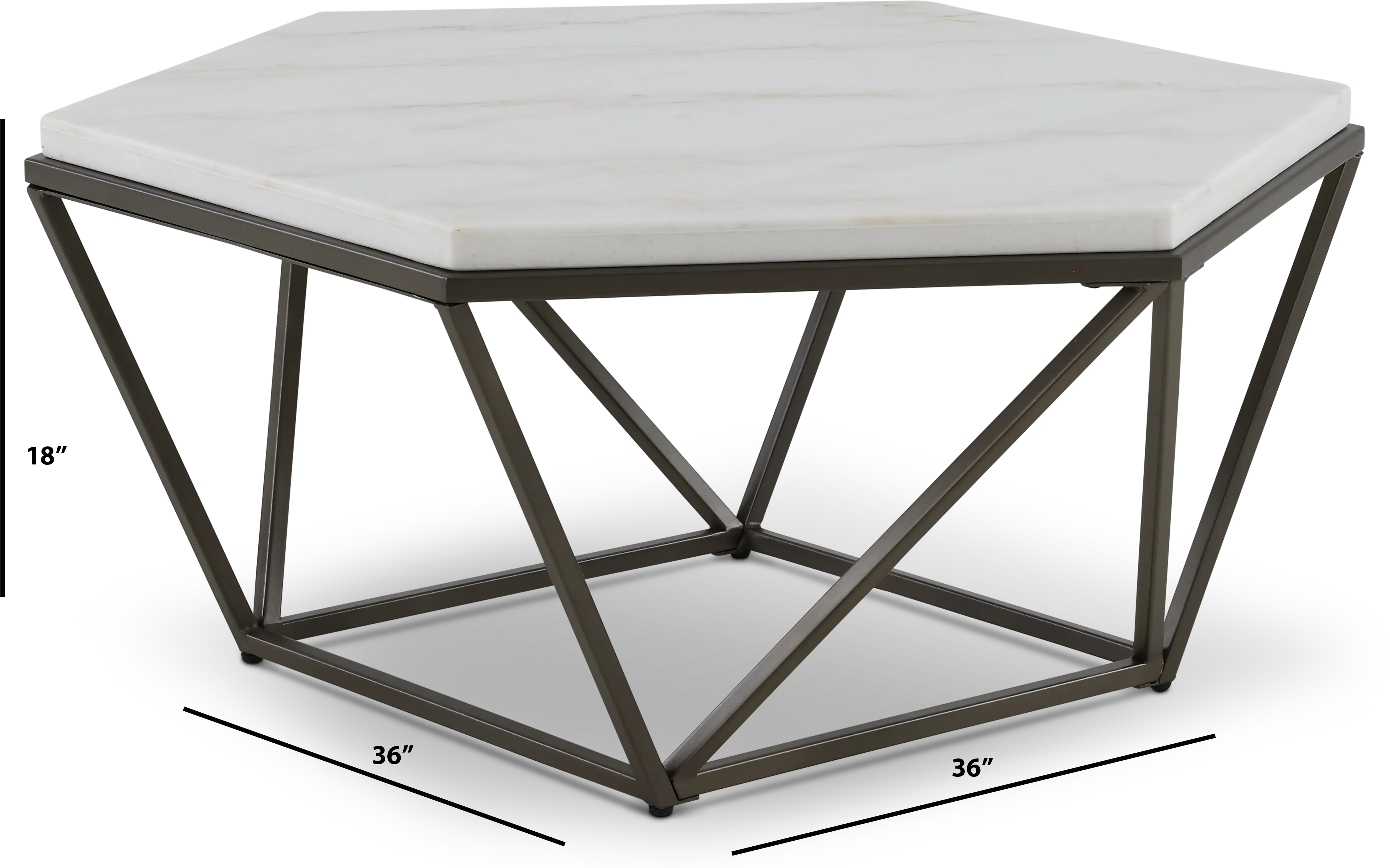 Corvus Modern Coffee Table with White Marble Top