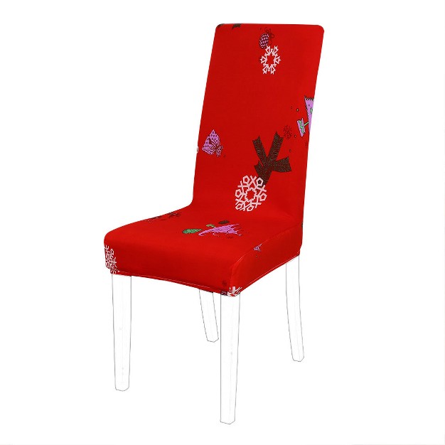 Piccocasa Floral Print Spandex Chair Covers Fit Home Dining Room Seat Slipcover Red