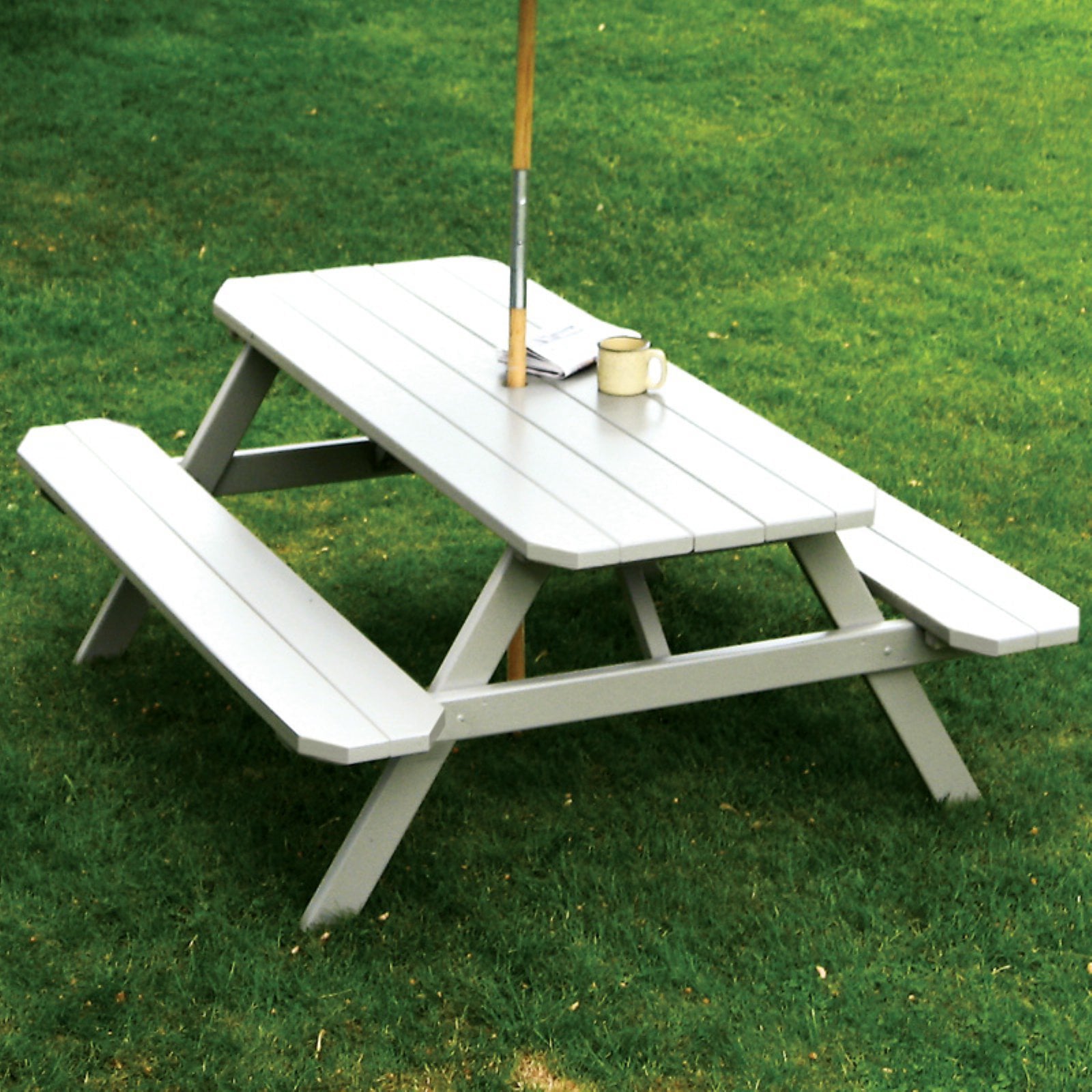 A andamp; L Furniture Yellow Pine Picnic Table with Attached Benches