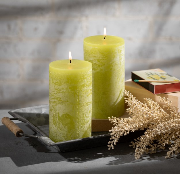 Green Grape Pillar Candles Set Of 2