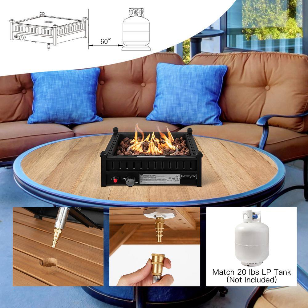 HONEY JOY Portable Propane Fire Pit 40000 BTU Tabletop Fire Pit for Tables with 2 in. Umbrella Hole Compact Propane Fire Pit TOPB006545