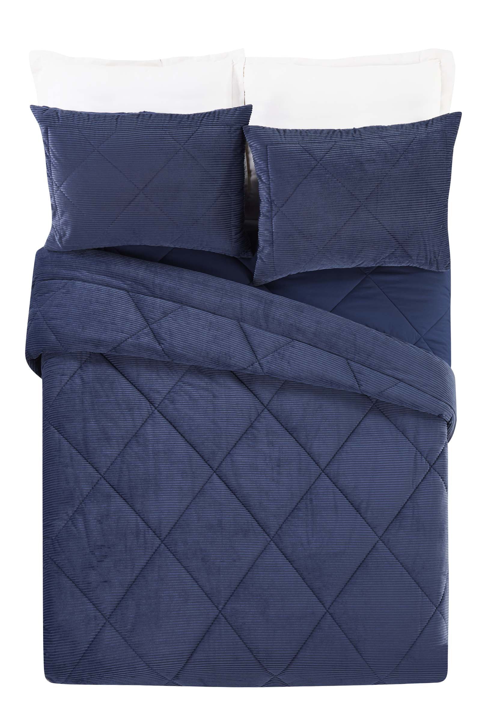 Better Homes and Gardens Plush Blue Corduroy Comforter Full/Queen 3-Piece Set