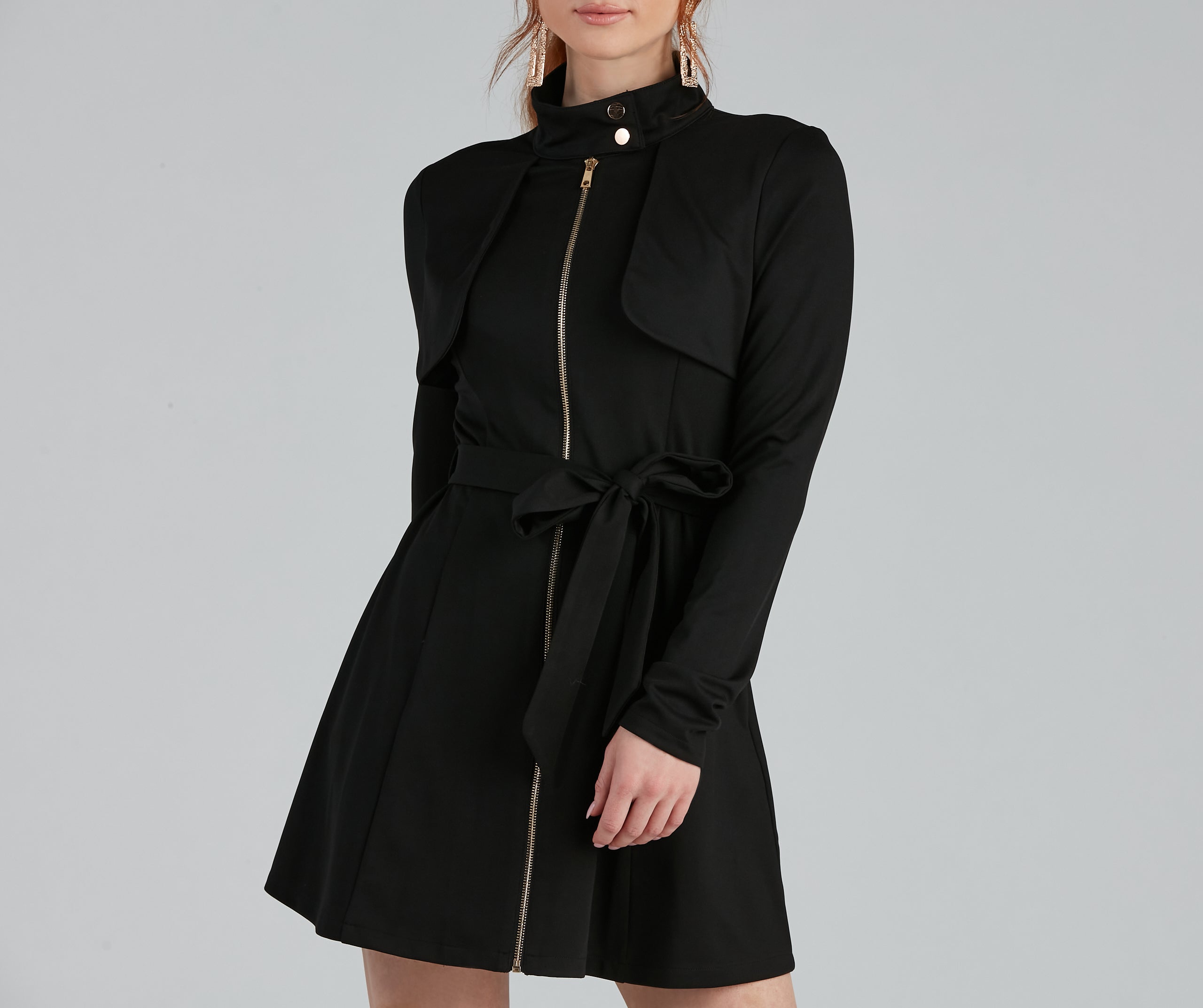 Majorly Chic Belted Trench Dress