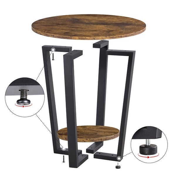 Yaheetech Metal Side Table Round End Table with Storage Rack