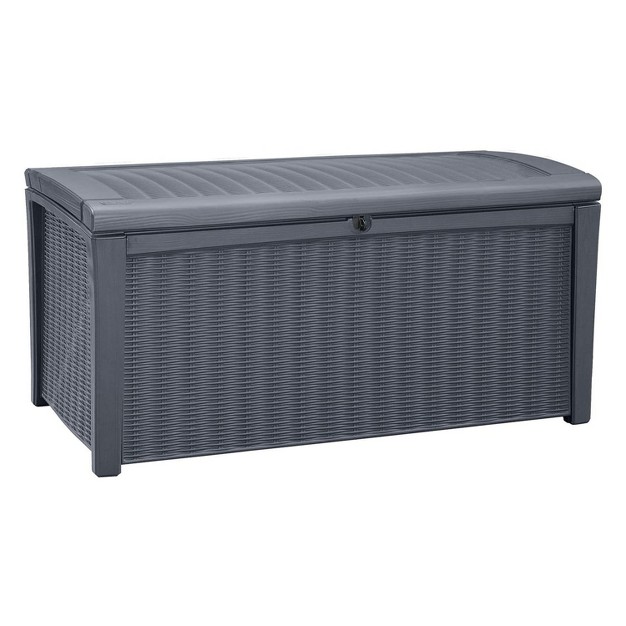 Keter Borneo 110 gallon Multipurpose Resin Deck Storage Bin Organizing Rattan Wicker Container