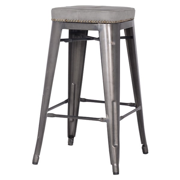 Metropolis PU Leather Metal Backless Counter Stool，Set of 4 - N/A